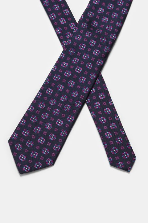 Jacquard Tie 7 cm Dark Blue - Image 2