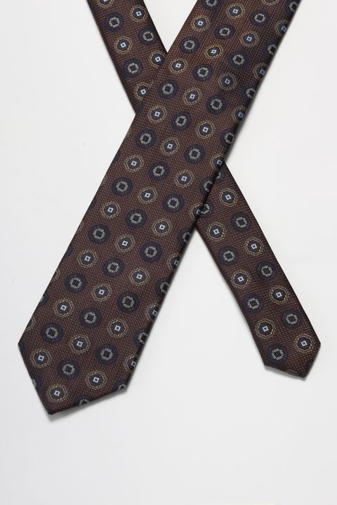 Jacquard Tie 7 cm Brown - Image 2