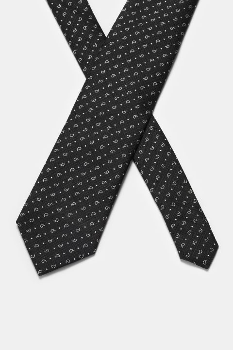 Jacquard Tie 7 cm Black - Image 2