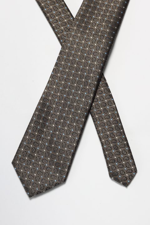 Jacquard Tie 7 cm Light Brown - Image 2