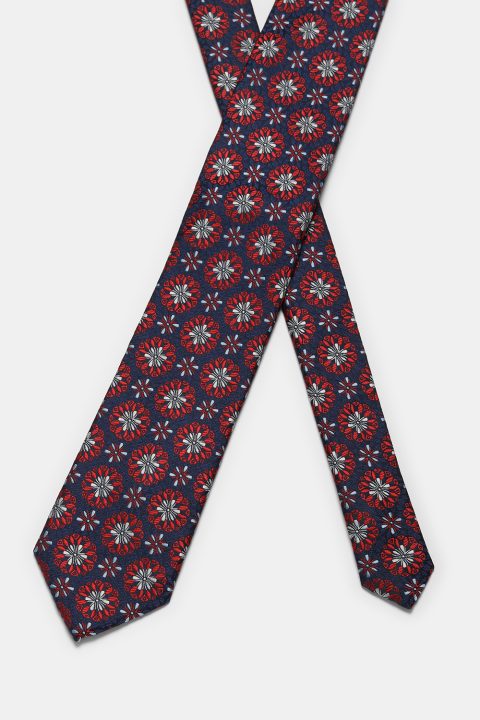 Jacquard Tie 7 cm Dark Blue - Image 2