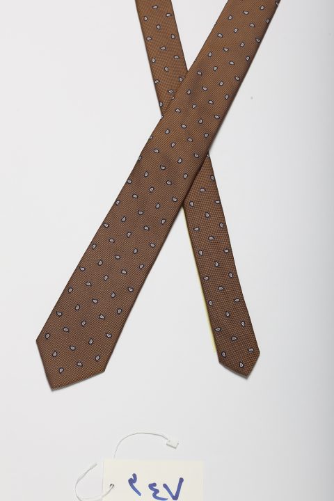 Jacquard Tie 7 cm Brown - Image 2