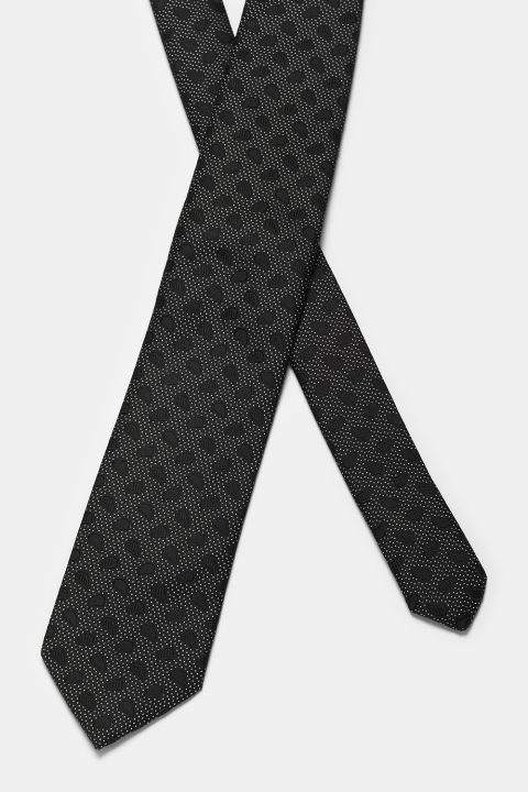 Jacquard Tie 7 cm Black - Image 2
