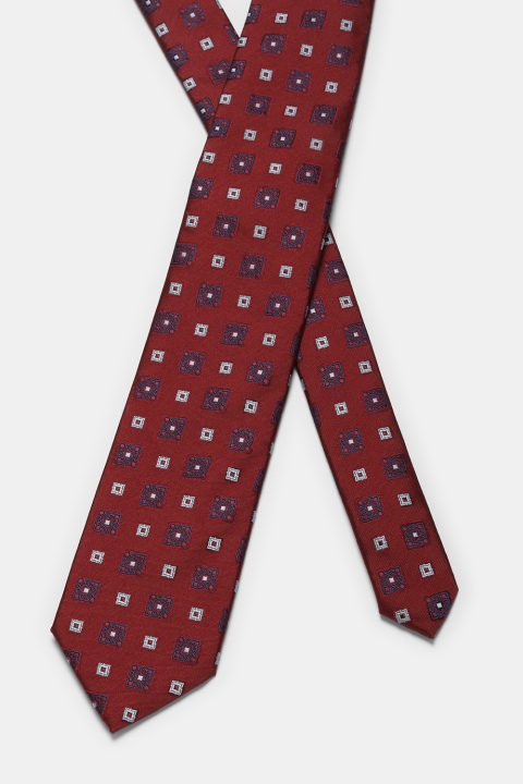 Jacquard Tie 7 cm Maroon - Image 2