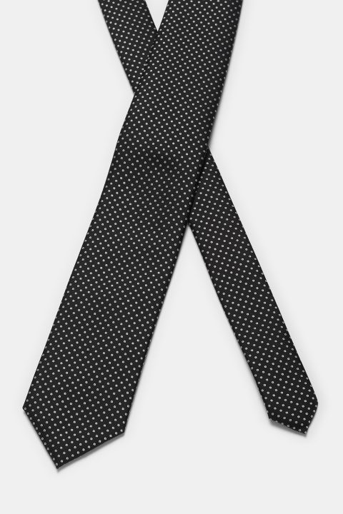Jacquard Tie 7 cm Black - Image 2