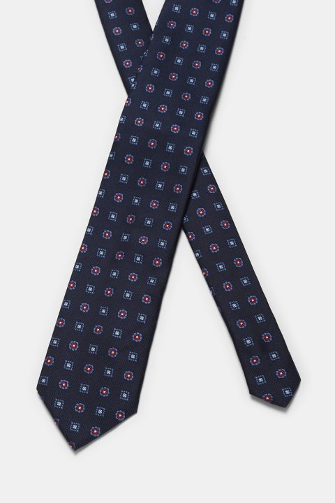 Jacquard Tie 7 cm Dark Blue - Image 2