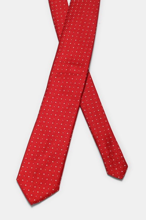 Jacquard Tie 7 cm Red - Image 2