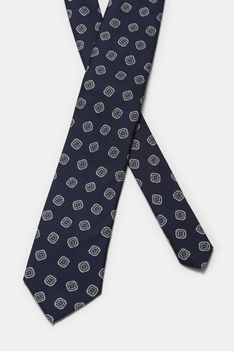 Jacquard Tie 7 cm Dark Blue - Image 2