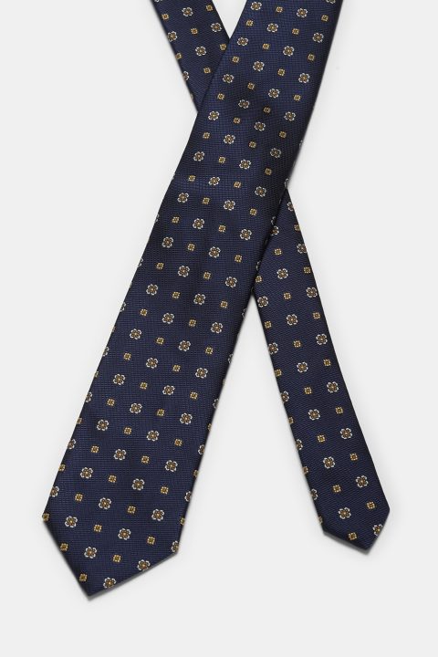 Jacquard Tie 7 cm Dark Blue - Image 2