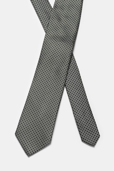 Jacquard Tie 7 cm Black - Image 2