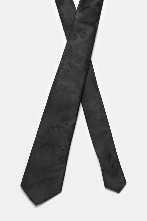 Jacquard Tie 7 cm Black - Image 2