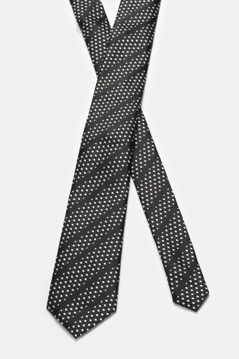 Jacquard Tie 7 cm Black - Image 2