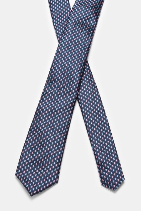 Jacquard Tie 7 cm Dark Blue - Image 2
