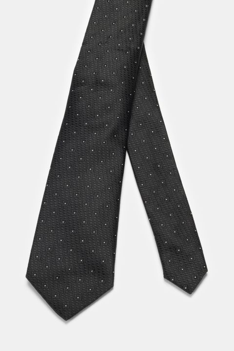 Jacquard Tie 7 cm Black - Image 2