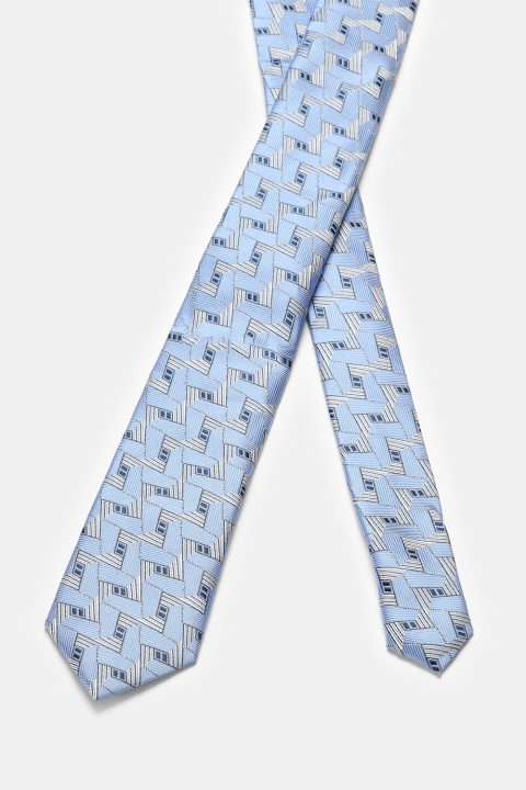 Jacquard Tie 7 cm Light Blue - Image 2