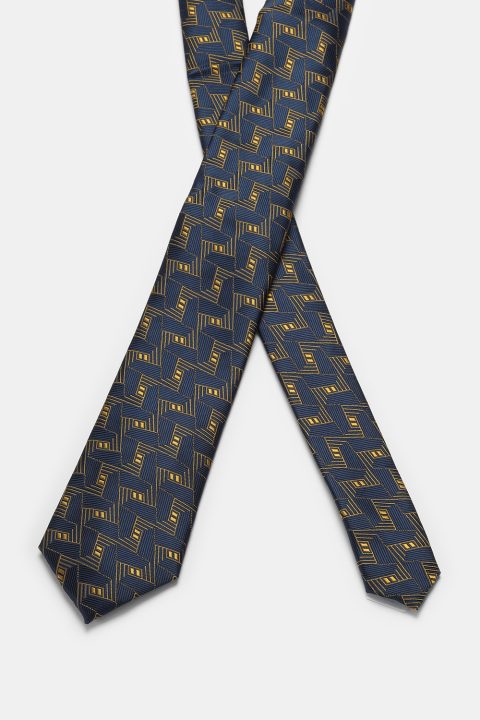 Jacquard Tie 7 cm Dark Blue - Image 2