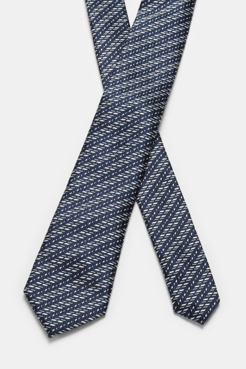 Jacquard Tie 7 cm Dark Blue - Image 2