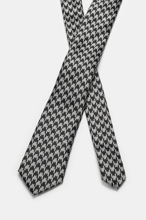 Jacquard Tie 7 cm Black - Image 2
