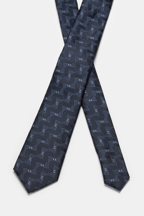 Jacquard Tie 7 cm Dark Blue - Image 2