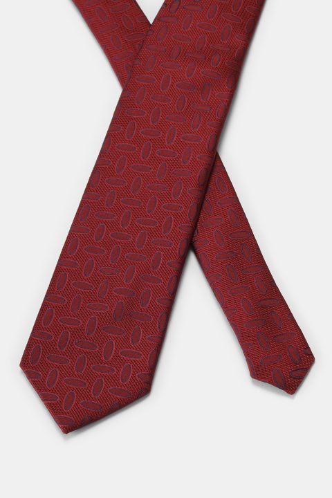 Jacquard Tie 7 cm Maroon - Image 2