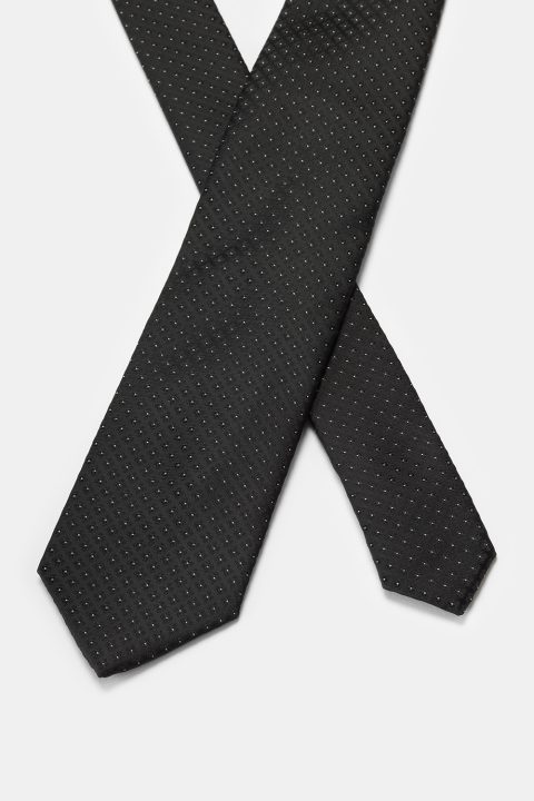 Jacquard Tie 7 cm Black - Image 2