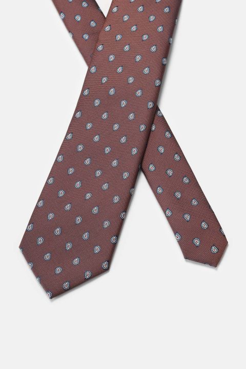 Jacquard Tie 7 cm Brown - Image 2