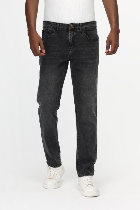 Slim Straight Fit Trousers Jeans Light Gray