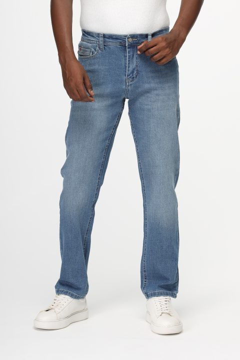Slim Straight Fit Trousers Jeans Light Blue
