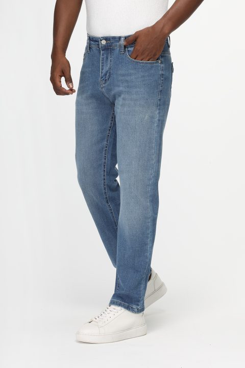 Slim Straight Fit Trousers Jeans Light Blue - Image 3