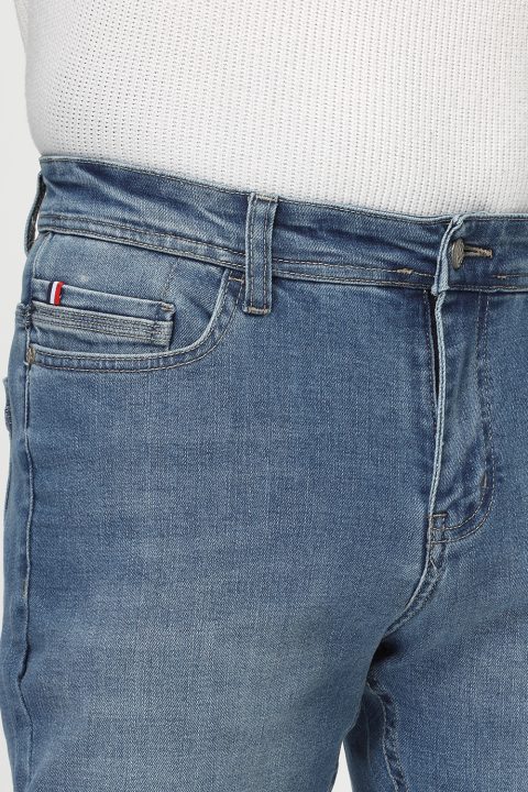 Slim Straight Fit Trousers Jeans Light Blue - Image 4