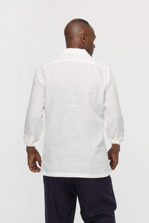 New Fit Linen Shirt Off White - Image 4