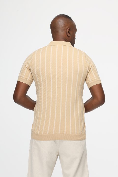 Polo Shirt Regular Fit Knitted Beige - Image 3