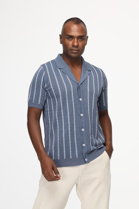Polo Shirt Regular Fit Knitted Blue