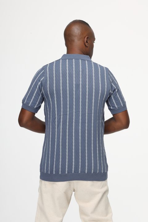Polo Shirt Regular Fit Knitted Blue - Image 3