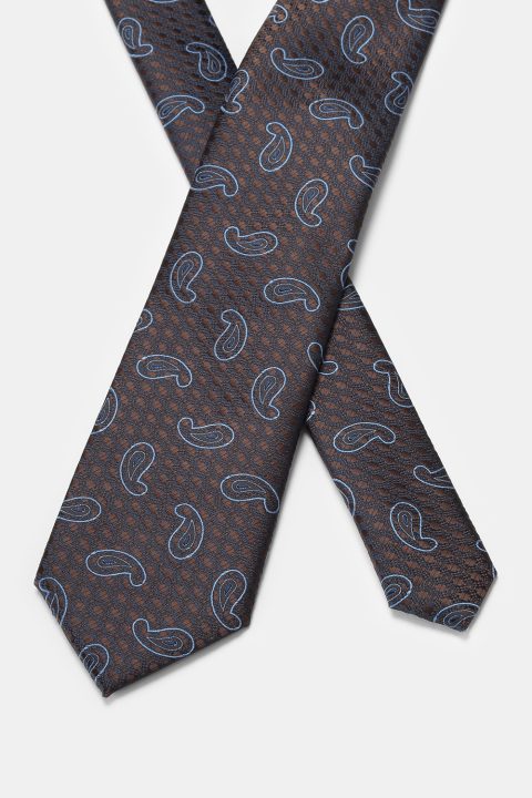 Jacquard Tie 7 cm Brown - Image 2