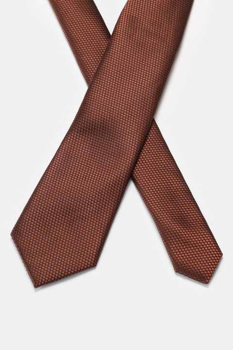 Jacquard Tie 7 cm Brown - Image 2