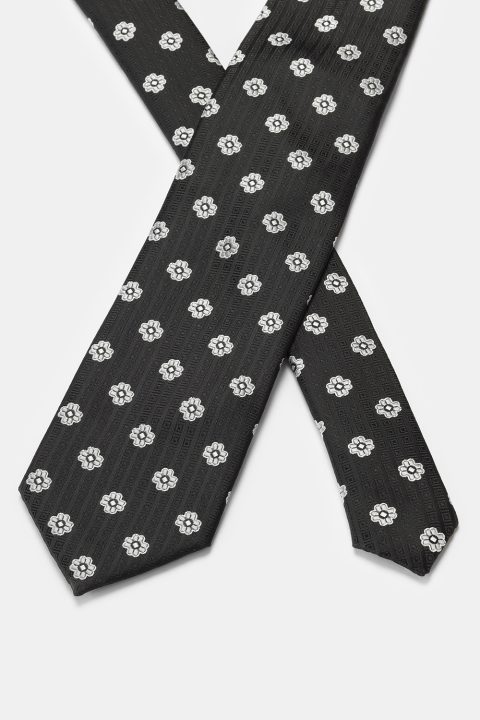 Jacquard Tie 7 cm Black - Image 2