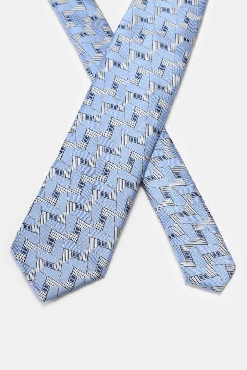 Jacquard Tie 7 cm Light Blue - Image 2