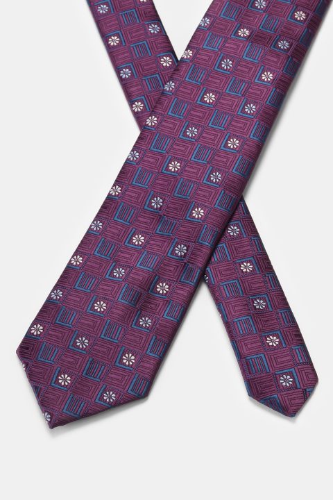 Jacquard Tie 7 cm Purple - Image 2