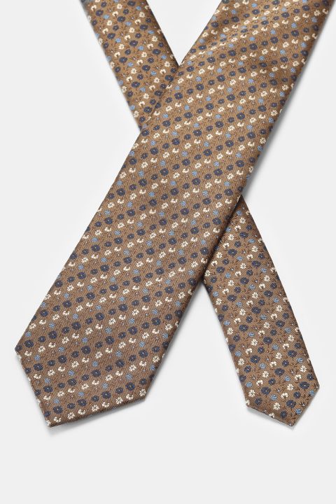 Jacquard Tie 7 cm Light Brown - Image 2
