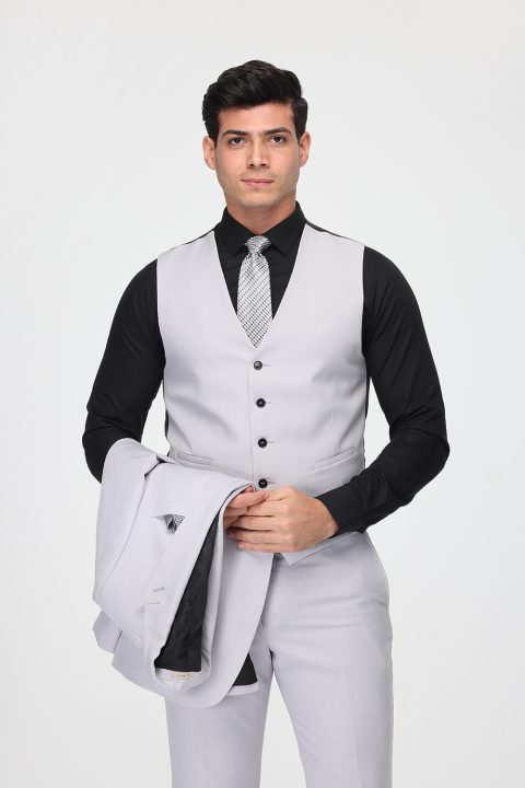 Slim Fit Suit Light Gray - Image 3