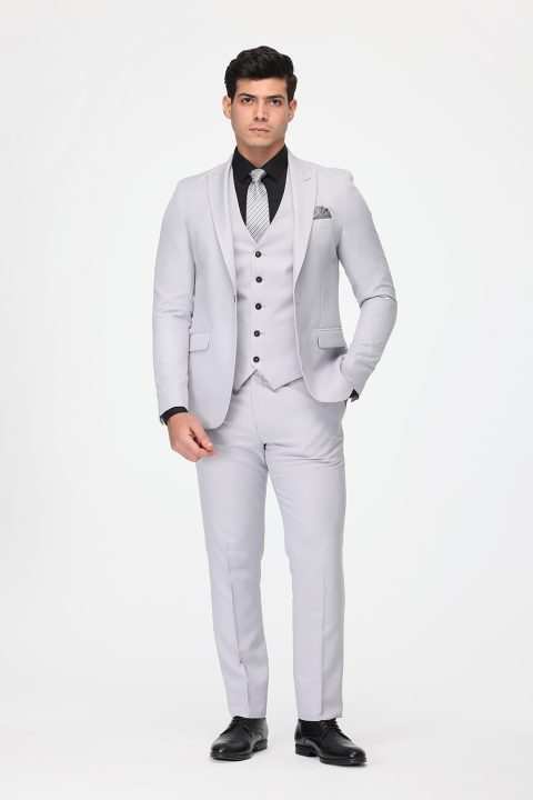 Slim Fit Suit Light Gray