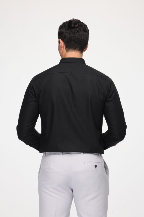 Slim Fit Shirt Oxford Black 100% Cotton - Image 3