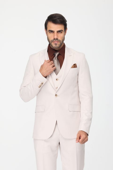 Slim Fit Suit Beige - Image 4