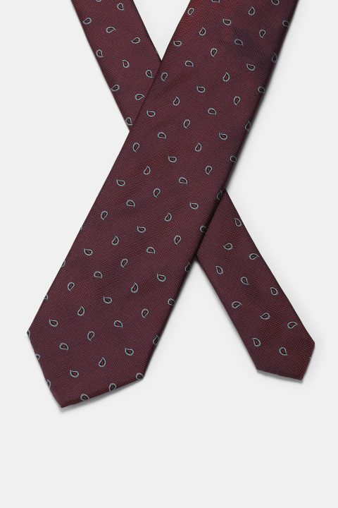 Jacquard Tie 7 cm Maroon - Image 2