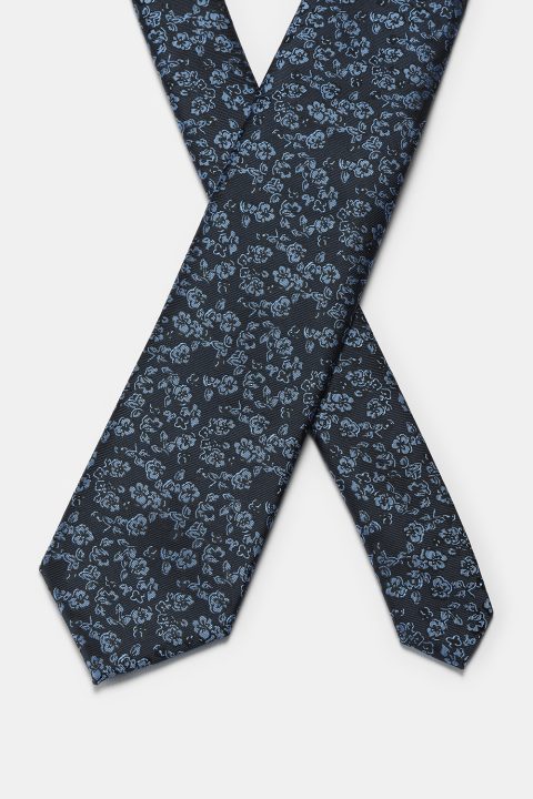 Jacquard Tie 7 cm Dark Blue - Image 2