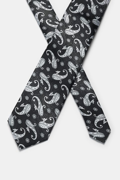Jacquard Tie 7 cm Black - Image 2