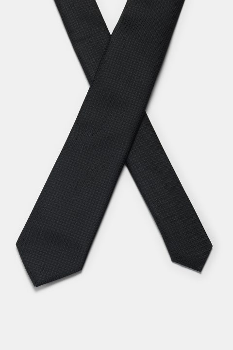 Jacquard Tie 7 cm Black - Image 2