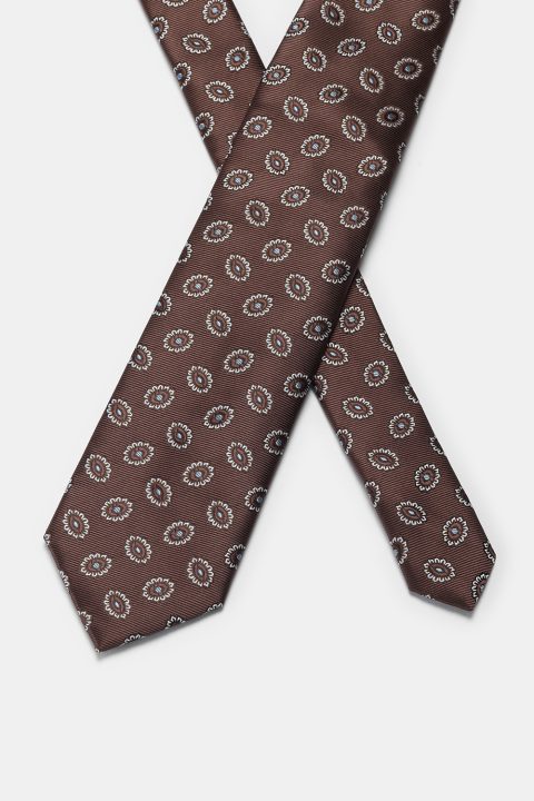Jacquard Tie 7 cm Brown - Image 2