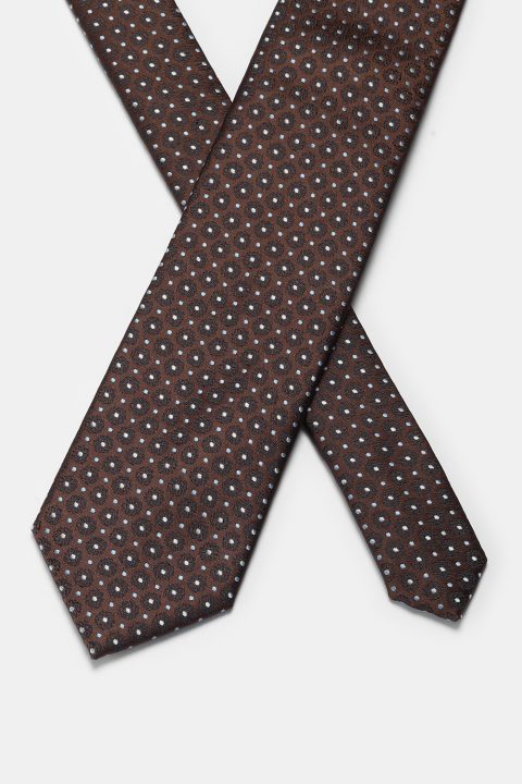 Jacquard Tie 7 cm Brown - Image 2
